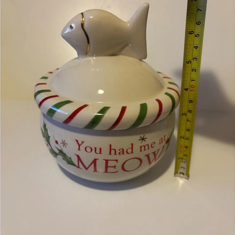 Lenox Christmas “You had me at Meow” Cat Treat Jar for Cat Lovers